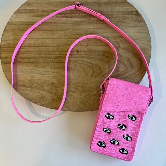 Min & Mon Handbags - Min & Mon Anastasio Pink Phone Case Embroidered Eye Crossbody Bag